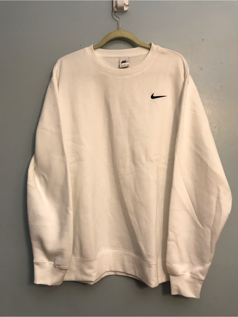 Nike White Crewneck Sweatshirt with Black Swoosh